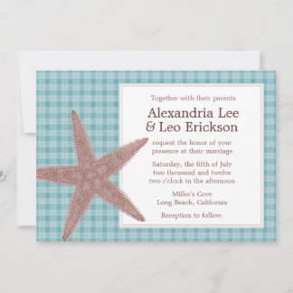 Beach Wedding Invitation - blauwgroen controleurs Kaart