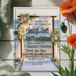 Beach Wedding Invitation – Elegant Coastal Design  Kaart