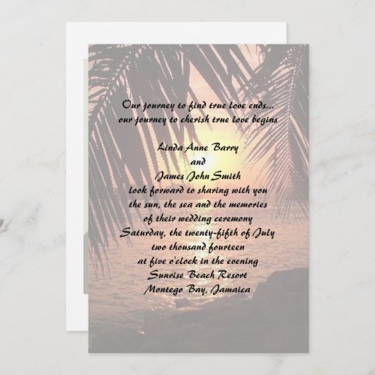 Beach Wedding Invitation Kaart (Voorkant / Achterkant)