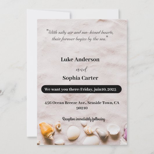 Beach Wedding Invitation Kaart (Voorkant)