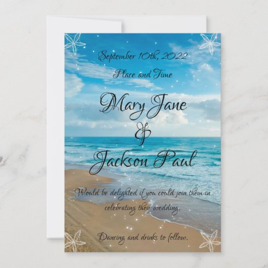 Beach Wedding Invitation Kaart (Voorkant)