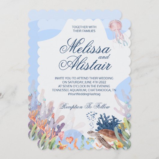 Beach Wedding Invitation Kaart (Voorkant / Achterkant)