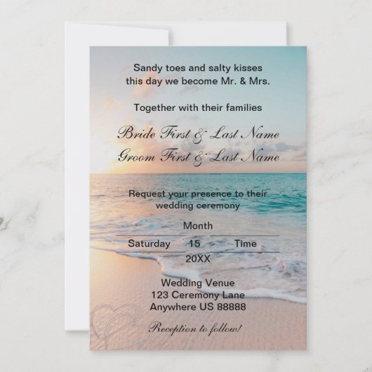 Beach Wedding Invitation Kaart (Voorkant)