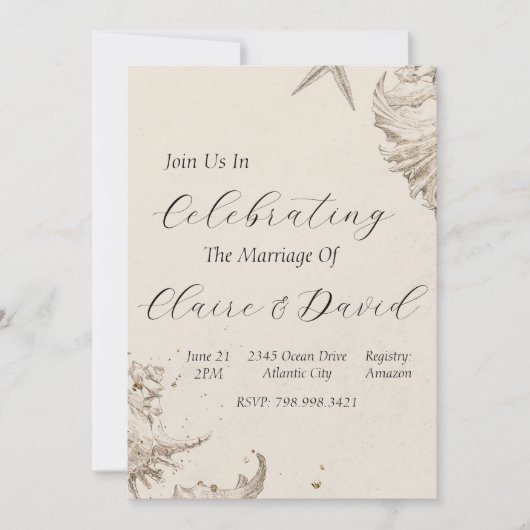 Beach Wedding Invitation Kaart (Voorkant)