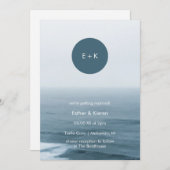 Beach Wedding Invitation | Minimalistisch monogram Kaart (Voorkant / Achterkant)