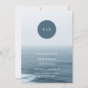 Beach Wedding Invitation Minimalistisch monogram Kaart