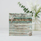 Beach Wedding Invitation Seashell Blue Save The Date (Staand voorkant)