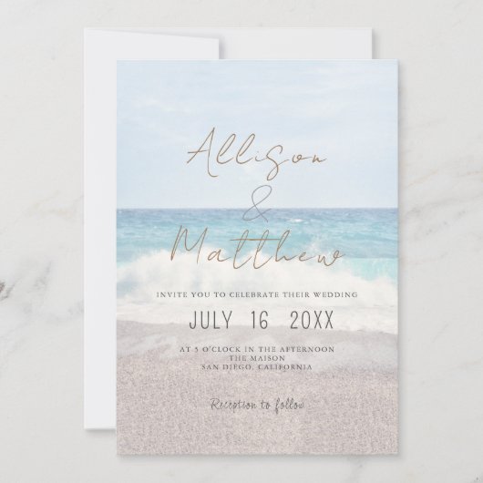 Beach Wedding Invitation Seaside/Oceanside Wedding (Devant)