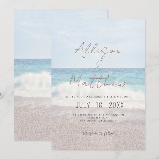 Beach Wedding Invitation Seaside/Oceanside Wedding (Devant / Derrière)