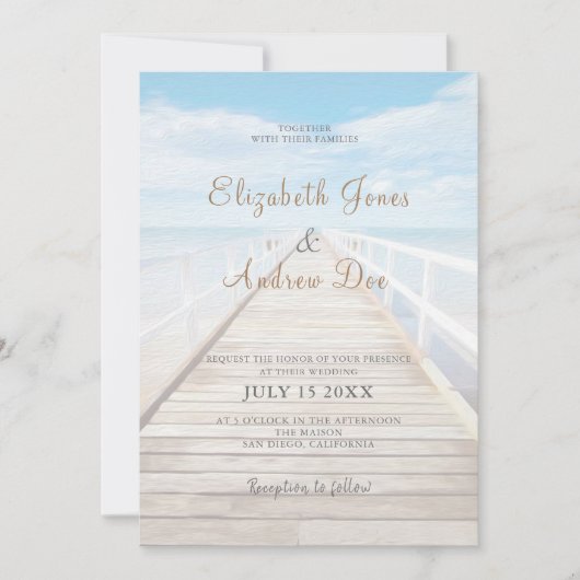 Beach Wedding Invitation Seaside/Oceanside Wedding Kaart (Voorkant)