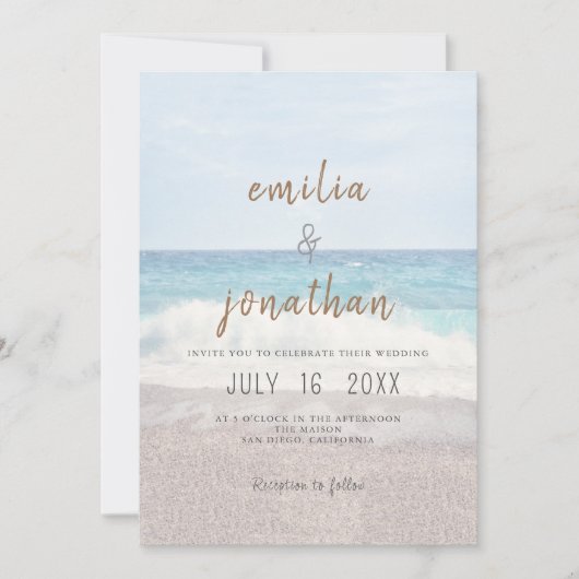 Beach Wedding Invitation Seaside/Oceanside Wedding Kaart (Voorkant)