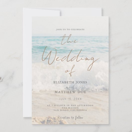 Beach Wedding Invitation Seaside/Oceanside Wedding Kaart (Voorkant)