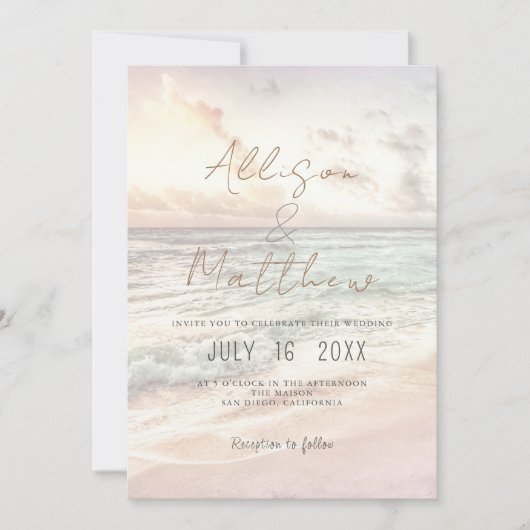 Beach Wedding Invitation Seaside/Oceanside Wedding Kaart (Voorkant)