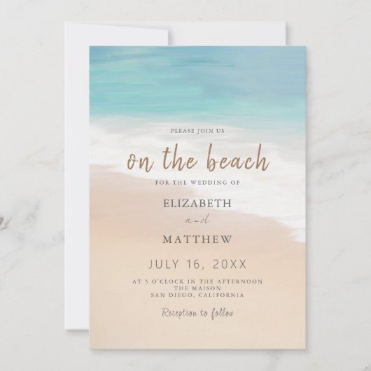 Beach Wedding Invitation Seaside/Oceanside Wedding Kaart (Voorkant)