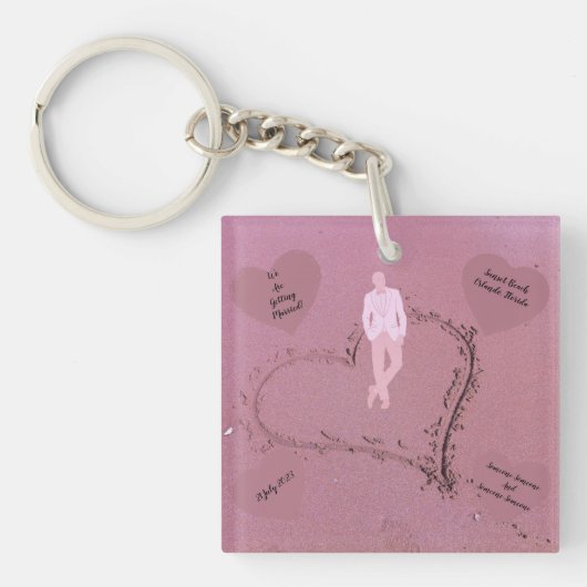 Beach Wedding Invitation Sleutelhanger (voorkant)
