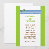 Beach Wedding Invitting Palm Trees Cream Green Kaart (Voorkant / Achterkant)