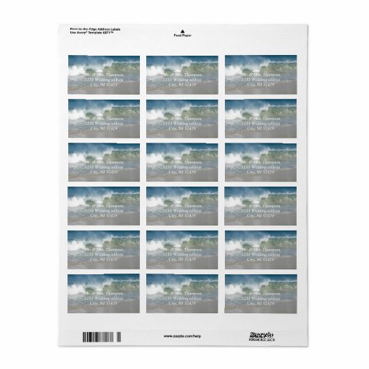 Beach Wedding Labels (Full Sheet)