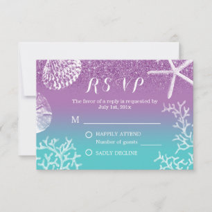 Beach Wedding Lavender Blauwgroen Ombre RSVP Respo