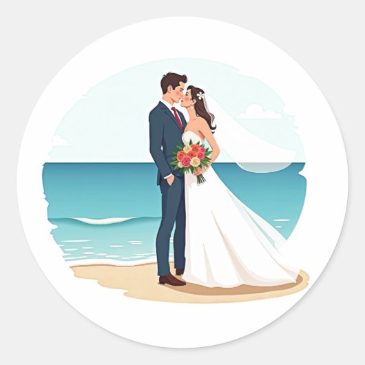 Beach Wedding Love Sticker (Voorkant)