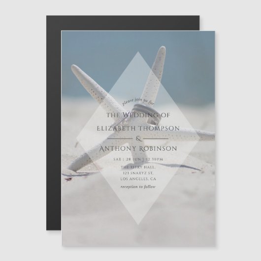 Beach Wedding Magnetische Uitnodiging (Voorkant / Achterkant)
