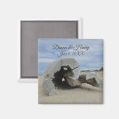 Beach Wedding Memento Driftwood Foto Oceanside Magneet (Voorkant / Achterkant)