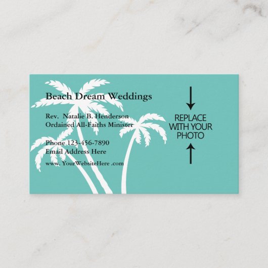 Beach Wedding Minister Visitekaartje (Voorkant)