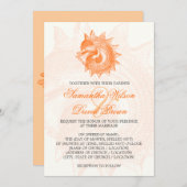 Beach Wedding  Mollusk Shell Oranje Kaart (Voorkant / Achterkant)