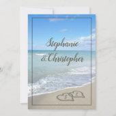 Beach Wedding Monogram Harten zand Kaart (Voorkant)