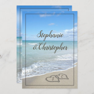 Beach Wedding Monogram Harten zand Kaart