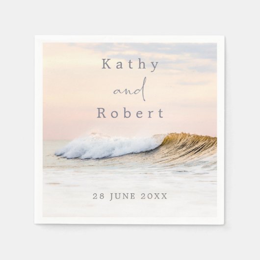BEACH WEDDING NAPKINS | OCEAN SUNSET SERVET (Voorkant)