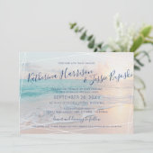 Beach Wedding Ocean Sunset Pink & Turquoise Kaart (Staand voorkant)