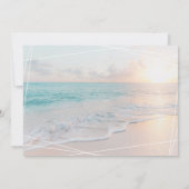 Beach Wedding Ocean Sunset Pink & Turquoise Kaart (Achterkant)