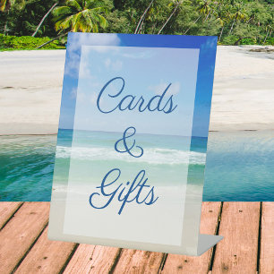Beach Wedding Ocean Waves Fotokaarten & cadeautjes Reclamebord Met Voetstuk