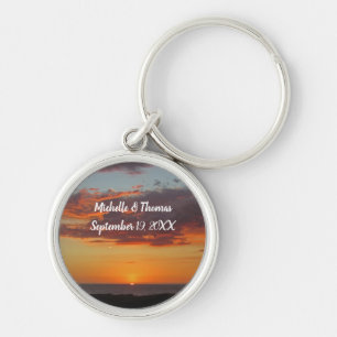 Beach Wedding Oranje Sunset Pacific Guest Favor Sleutelhanger