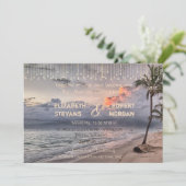 Beach Wedding, Palm Invitation Kaart (Staand voorkant)