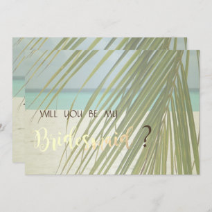 Beach Wedding Palm Leaves Bridesmaid Kaart