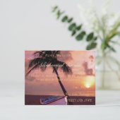 Beach Wedding Palm, Sunset, Boat Rehearsal Dinner Kaart (Staand voorkant)