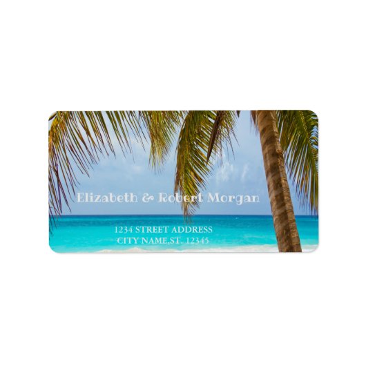 Beach Wedding Palm Wedding Label (Voorkant)