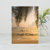 Beach Wedding, Palms Sunset Save the Date (Staand voorkant)