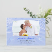 Beach Wedding Photo Flat Card Aankondiging (Staand voorkant)