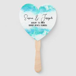 Beach Wedding Program Blue Waves Set Fans Handwaaier