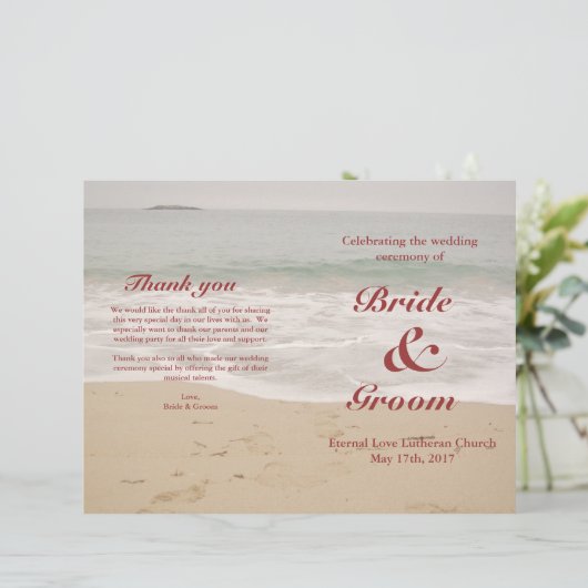 Beach Wedding Programme: Sandy Beach (Staand voorkant)