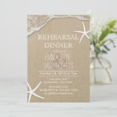 Beach Wedding Rehearsal Dinner Starfish & Waves Kaart (Staand voorkant)