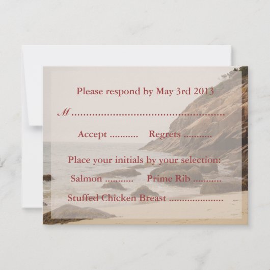 Beach Wedding Reply Cards - Rocky Beach RSVP Kaartje (Voorkant)