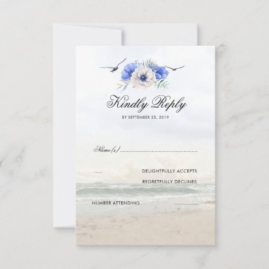 Beach Wedding RSVP Kaartje (Voorkant)
