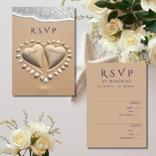 Beach Wedding RSVP-Maaltijden RSVP Kaartje