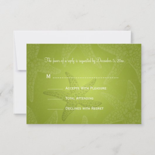 Beach Wedding RSVP Starfish Lime Green (Voorkant)