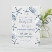 Beach Wedding Rustic Starfish & Sand Dollar Kaart (Staand voorkant)