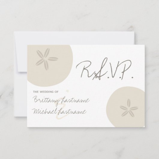 Beach Wedding Sand Dollar Wedding RSVP (Voorkant)