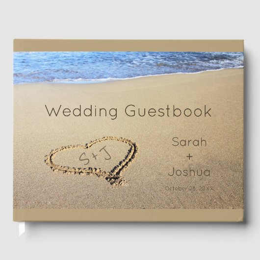 Beach Wedding Sand Heart Initialen Gastenboek (Voorkant)